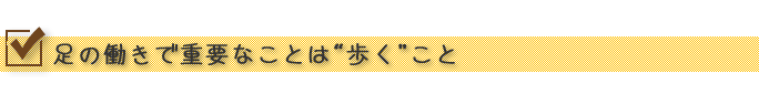 足の働きで重要なことは“歩く”こと